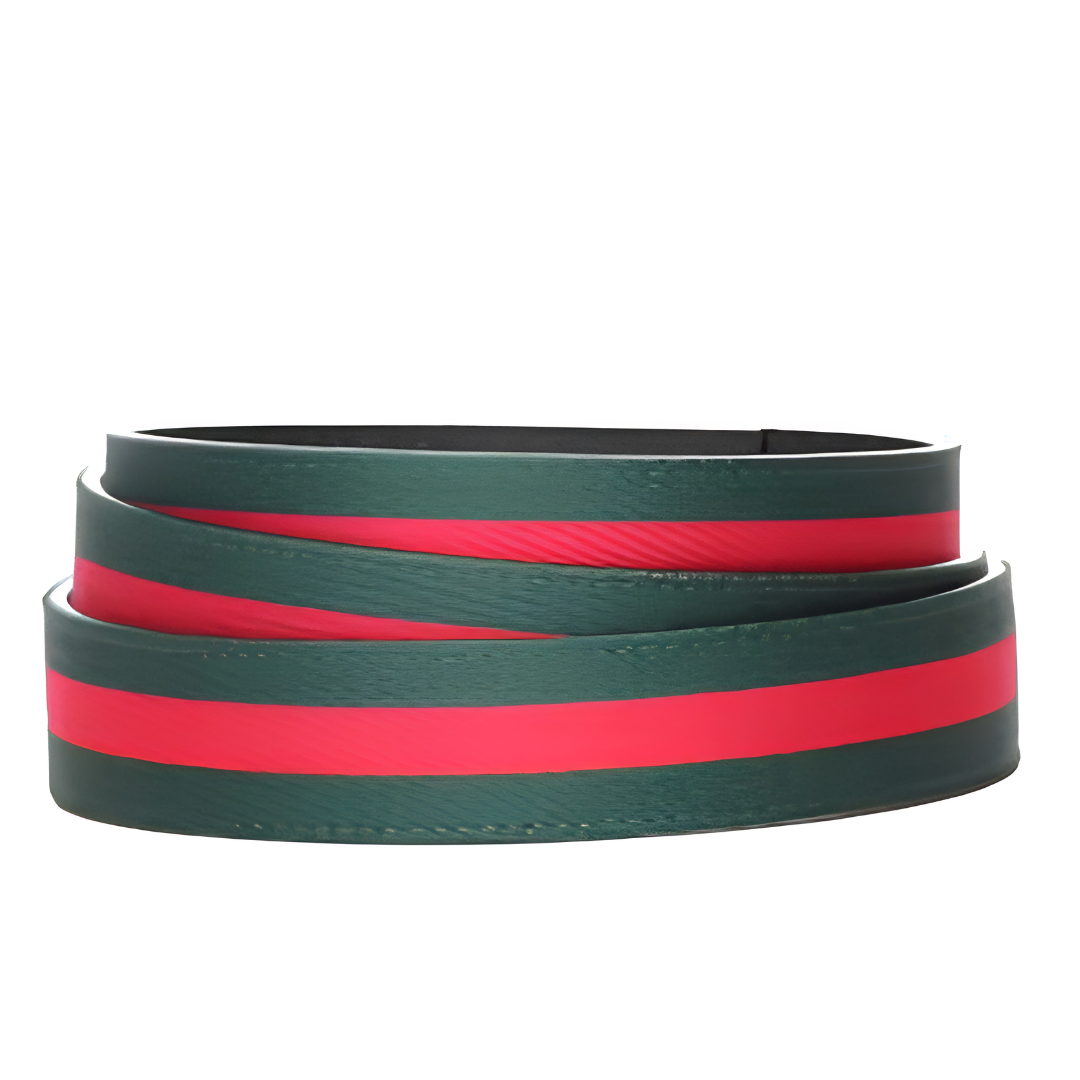 Men’s Casual Fashion Belt with Red Green Fabric Design