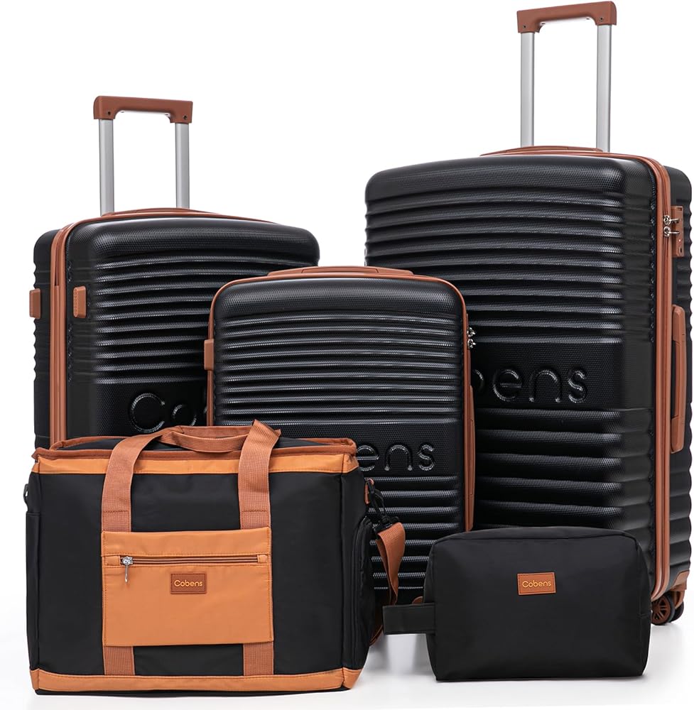 5 Piece Luggage Sets with Spinner Wheels and Tsa Lock, Hardshell ABS Suitcase Set, Lightweight Hardside Waterproof Travel Suitcases for Men Women, 20", 24", 28" DarkBlue