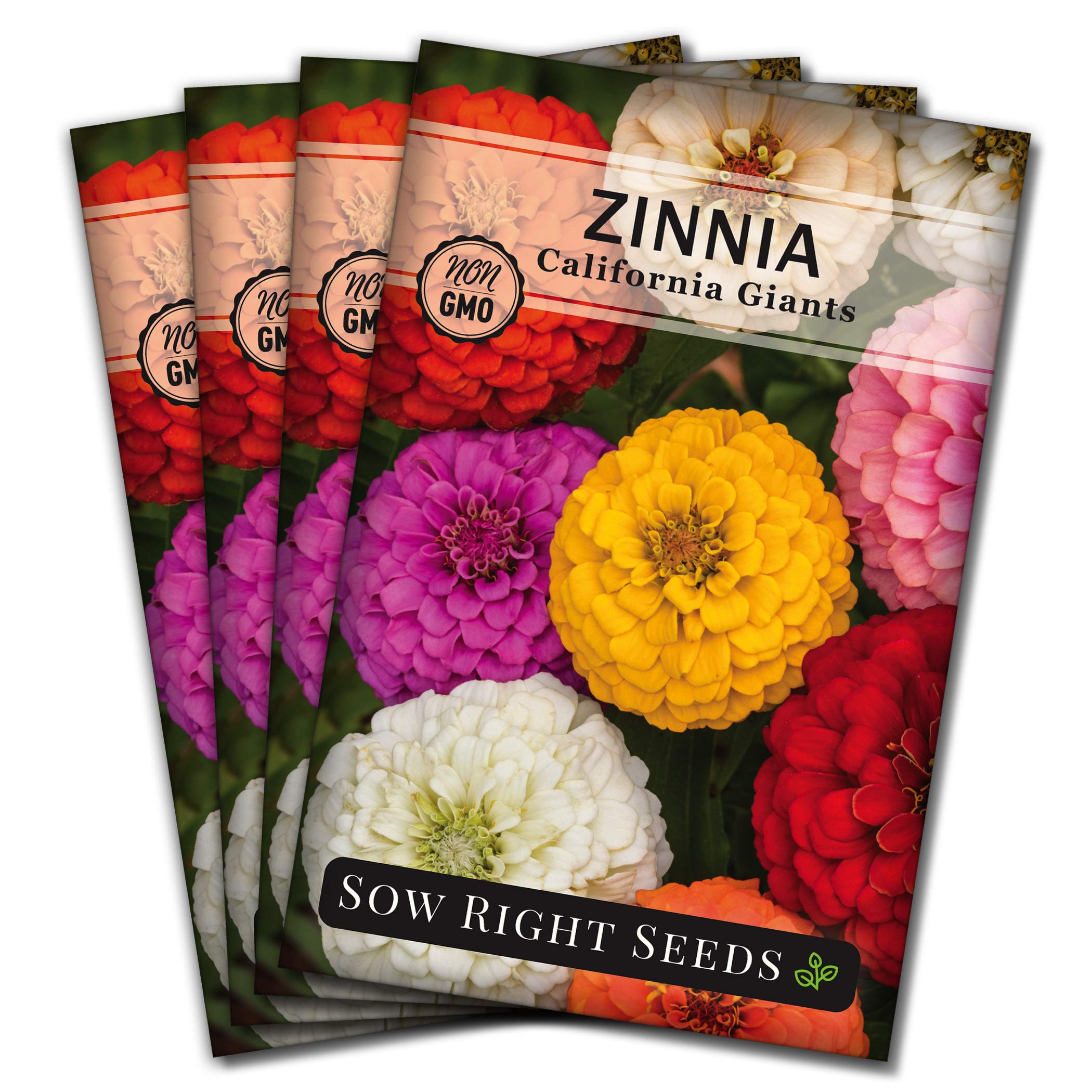 Sow Right Seeds - California Giants Mix Zinnia Seeds for Planting - Non-GMO Heirloom Packet to Grow Your Flower Garden - Attract Bees and Butterflies - Great to Cut and Come Again - Summer Annual (1)