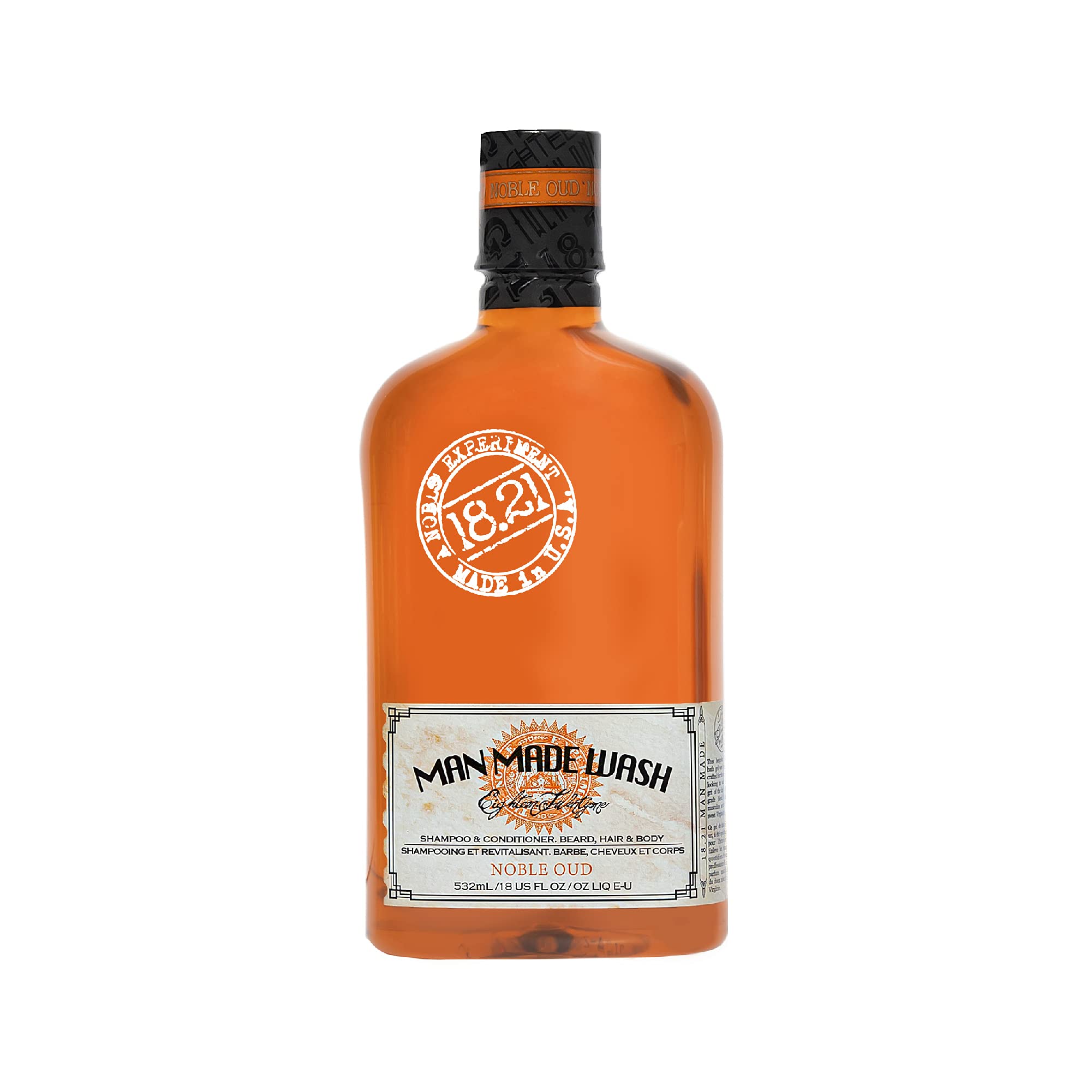 18.21 Man Made 3-in-1 Body Wash, Shampoo, & Conditioner for Men, All Hair & Skin Types, Strengthens and Moisturizes in a Manly Aroma 18oz