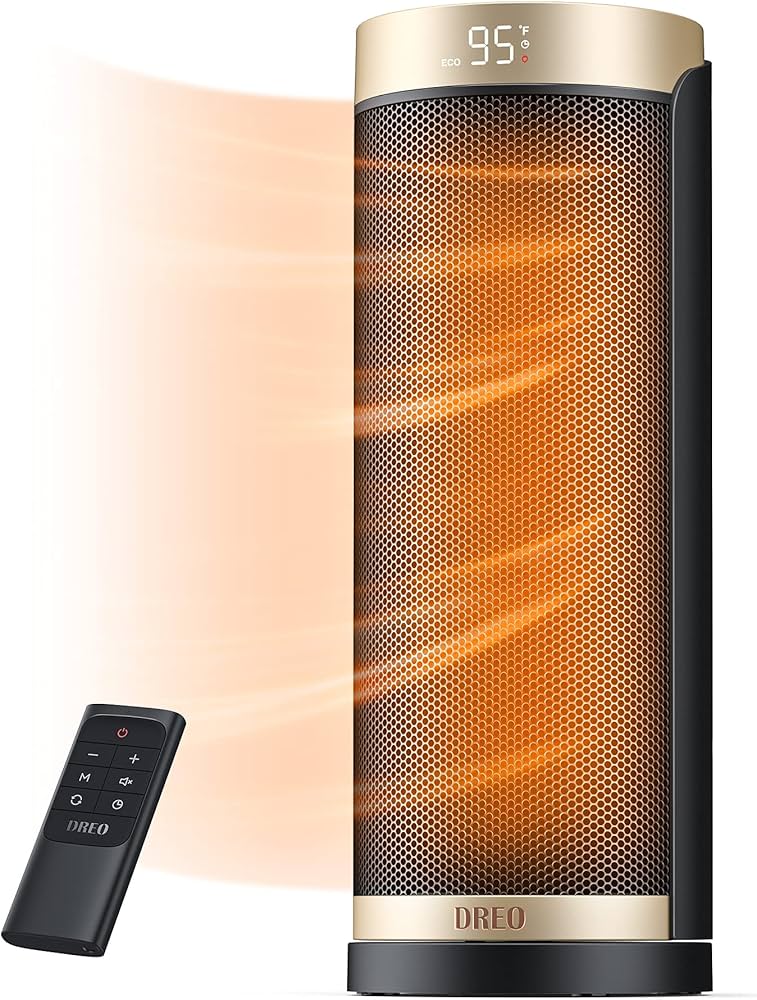 DREO Space Heater, Portable Electric Heaters for Indoor Use with Thermostat and Remote, 2024 Upgraded, Digital Display, 12H Timer, 5 Mode, 1500W PTC Ceramic Fast Safety Heat for Office Bedroom Home