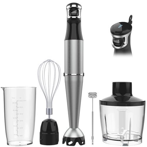 Immersion Blender Handheld Corded Hand Blenders Set 1100W, Trigger Variable Speed 5 in 1 Stick Emulsifier with Chopper, Whisk and Frother for Soup, Baby Food and Smoothies,Black