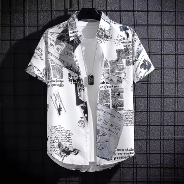Men's Short sleeve Print Shirts Thin Beach Top Seaside Leisure Men's Essential Clothes