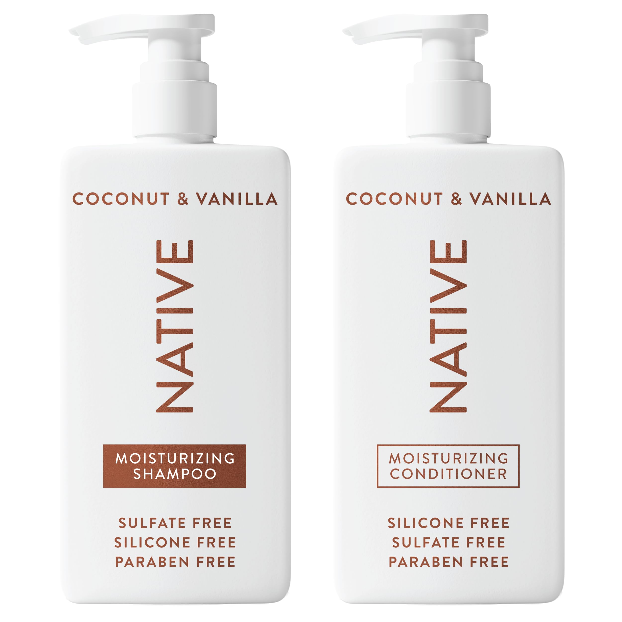 Native Coconut & Vanilla Shampoo and Conditioner Contain Naturally Derived Ingredients | All Hair Types, Color & Treated, Fine to Dry Damaged, Sulfate & Dye Free - 2-Pack