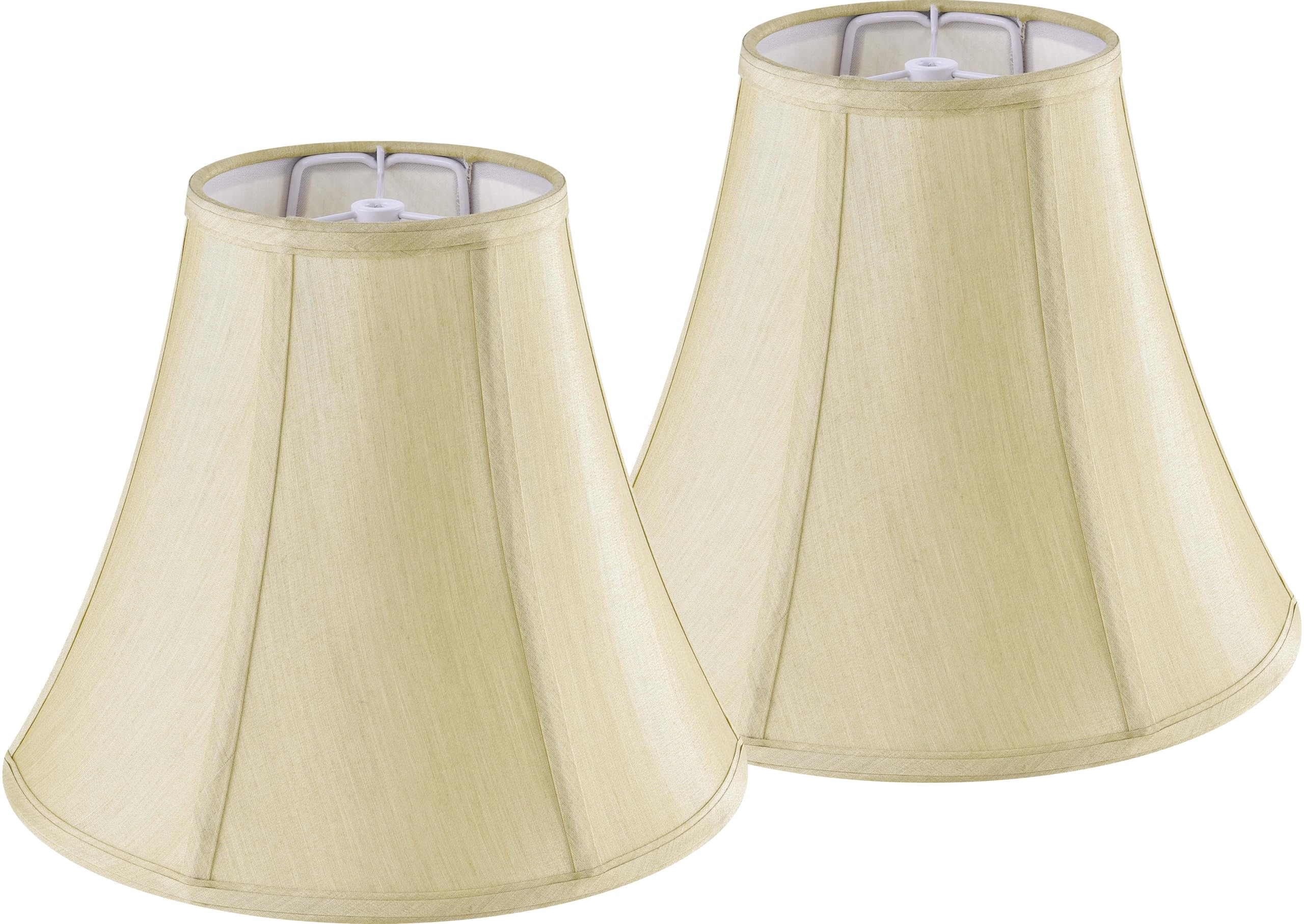 GO&SO Bell Lamp Shades Gold Medium Lamp Shade 6" Top x 13" Bottom x 9.8" High(Spider) Side Ribbing Hand Crafted Replacement Lampshade, Traditional Fabric Lamp Shade for Table Lamp,Floor Lamp