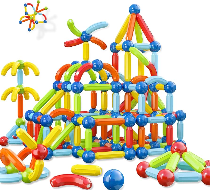 Magnetic Building Blocks Montessori Magnet Toys for Toddlers Kids, Preschool Learning STEM Sensory Toys for 3 Year Old Boys & Girls Gifts-Starter Set