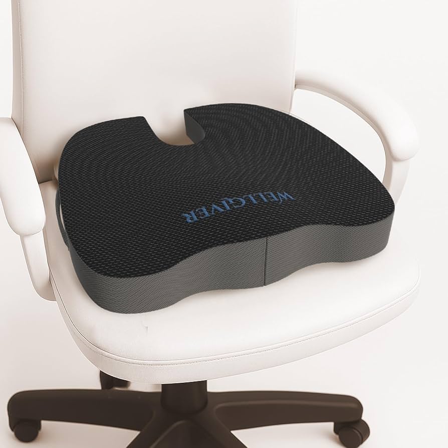 U-Shaped Memory Foam Seat Cushion, Orthopedic Pillow for Office Chair, Car, Travel, Hip & Back Support