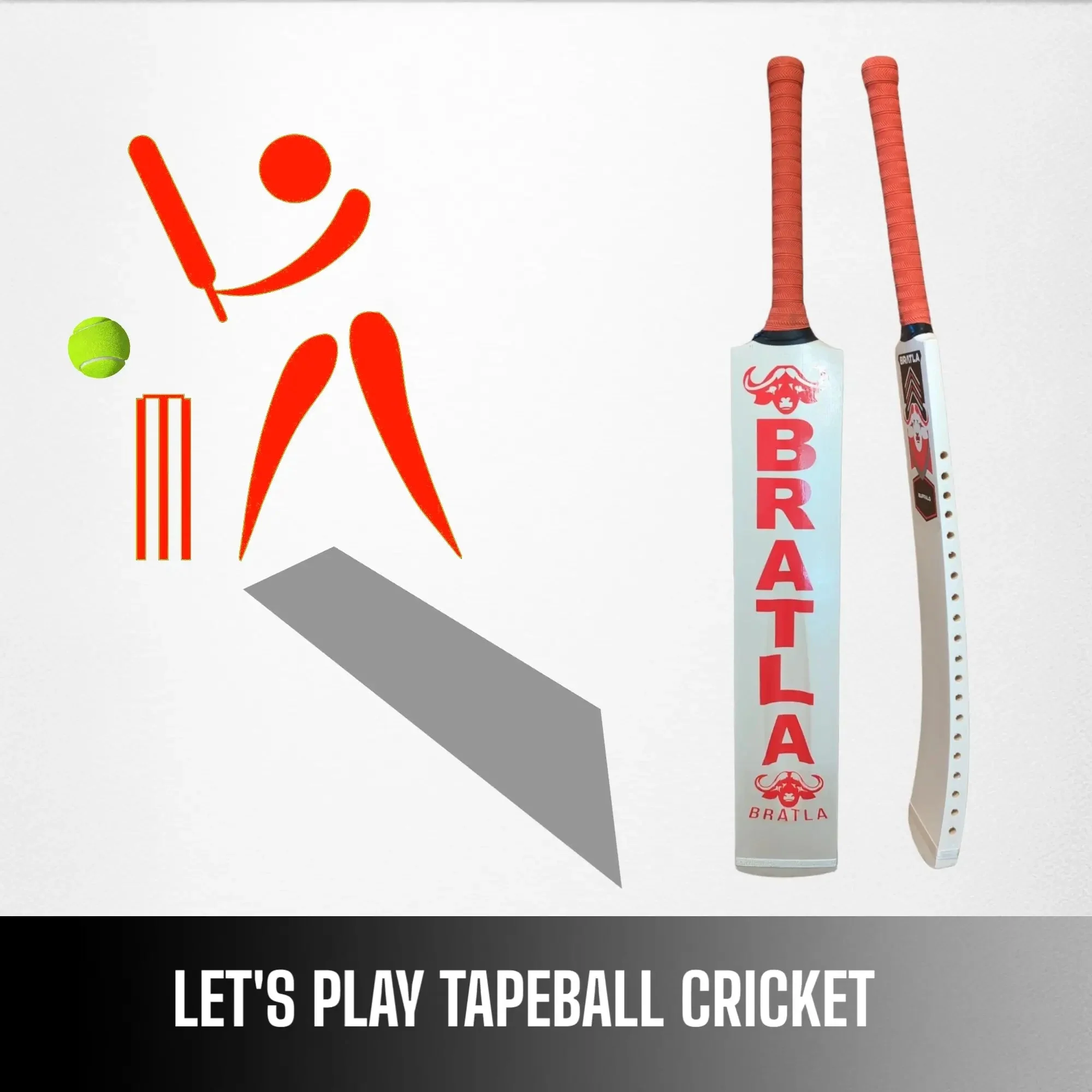 Cricket Bat for Tape Tennis Soft Ball - Lightweight Curved Profile | Powerful Strokes for Enhanced Performance | Adult Size, Lightweight Design