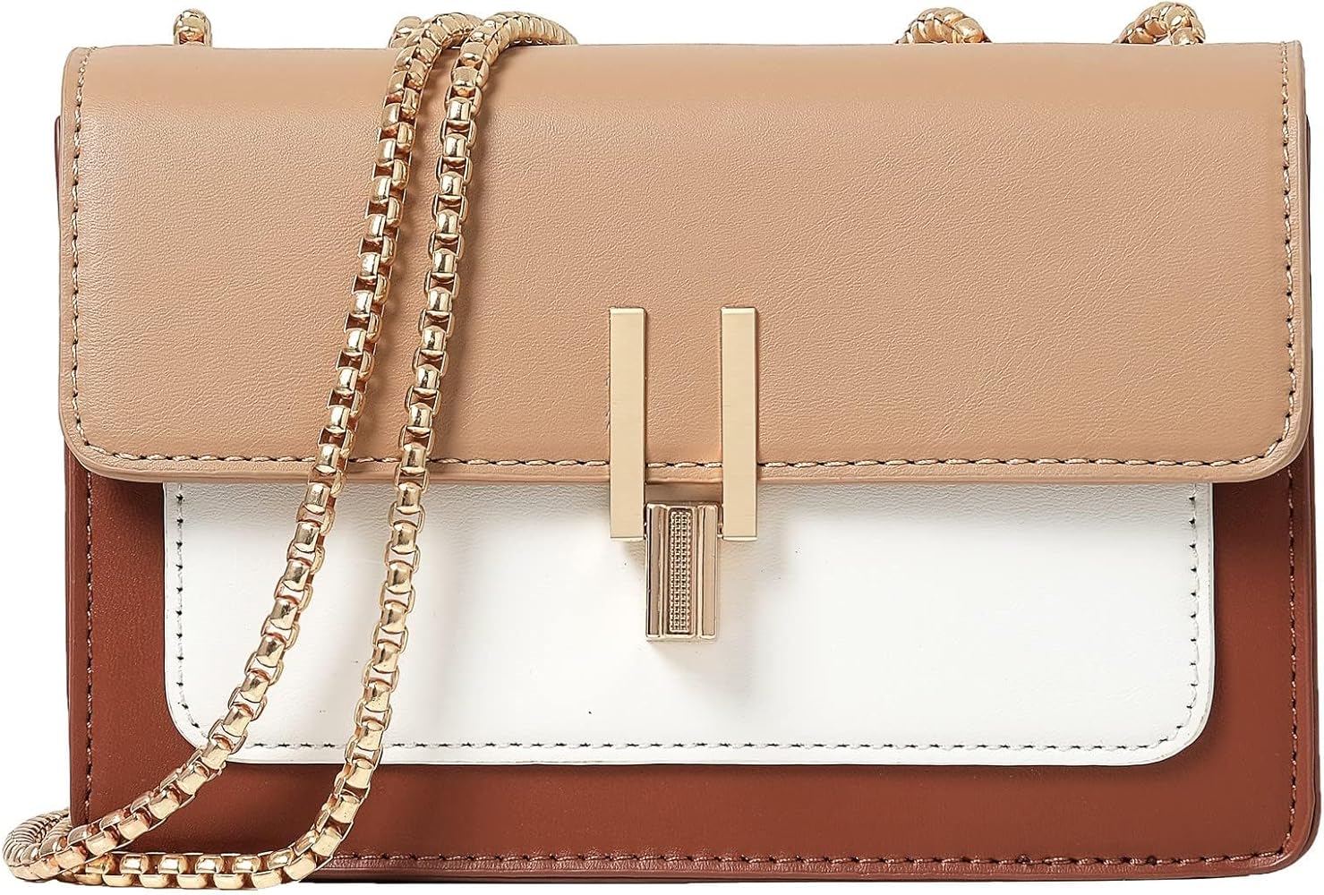 Color-Block Crossbody Bags for Women Leather Cross Body Purses Cute Designer Handbags Shoulder Bag Medium Size