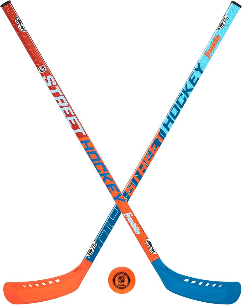 Franklin Sports NHL Kids Street Hockey Stick Set - Includes (2) Youth Street Hockey Sticks + (1) Outdoor Roller Hockey Ball - Perfect Hockey Starter Set for Kids