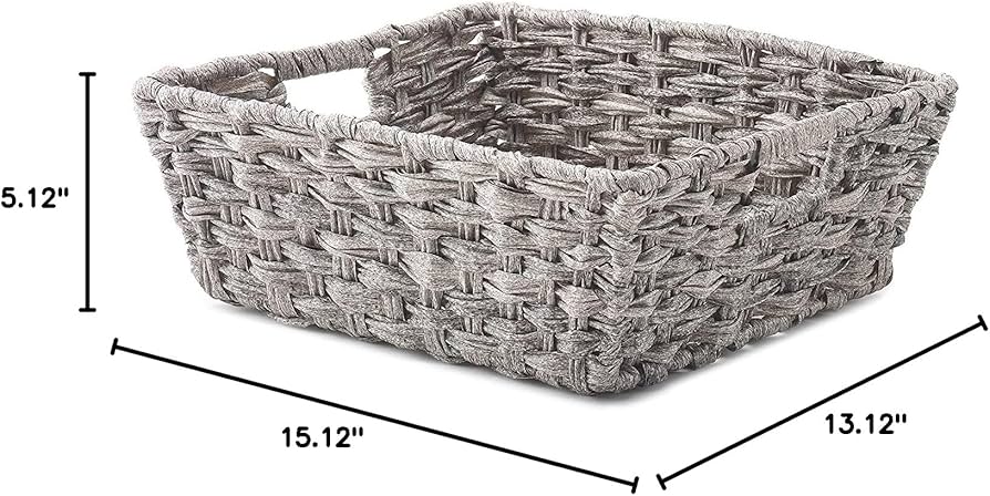 Whitmor Gray Wash Split Rattique Small Shelf Tote