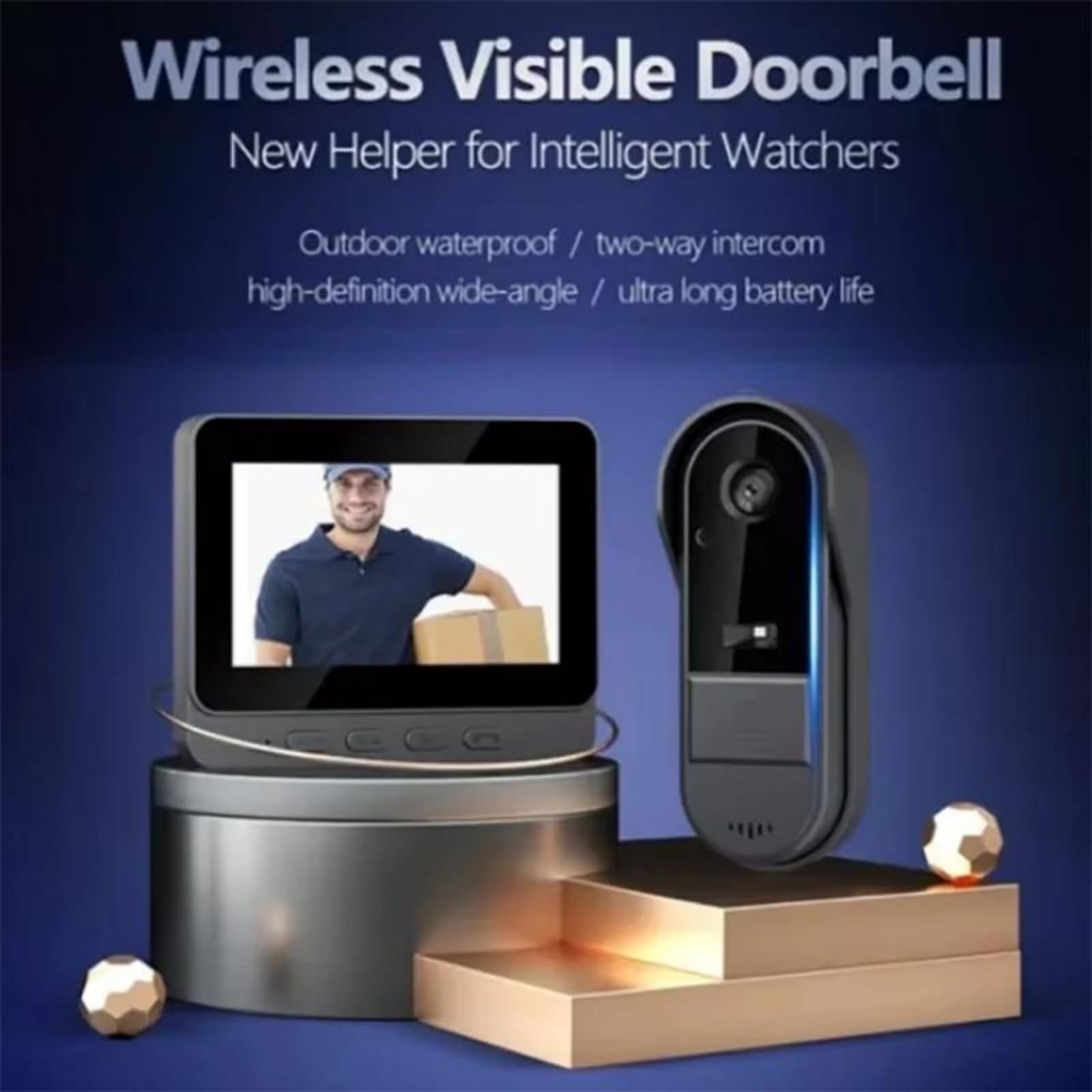 Wireless intercom Doorbell HD Night Vision 4.3in lPs screen Waterproof Visual Doorbell camera smart Home security Video By Bell
