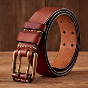 3.8CM Luxury Thick Real Genuine Leather Men Belt Double Buckle Belt Ceinture Leather Belt Men Jeans Trouser Belt Cowboy