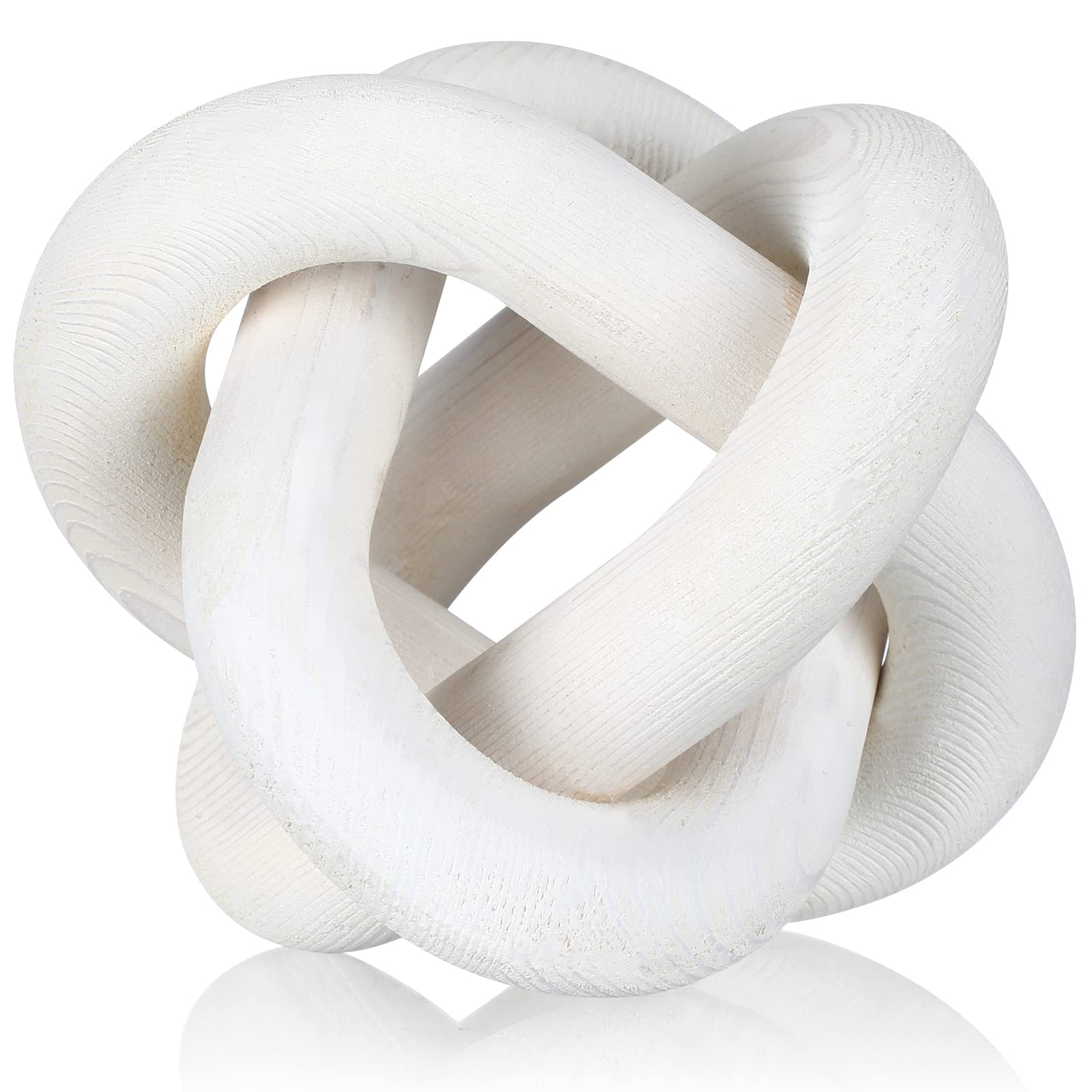 Yalikop 3 Link Wood Knot Decor Rustic Home Décor Accents Hand Carved Coffee Table Decoration, Boho Chain Link Decoration, Modern Shelf, Rustic Objects for Home Living Room Bedroom(White)