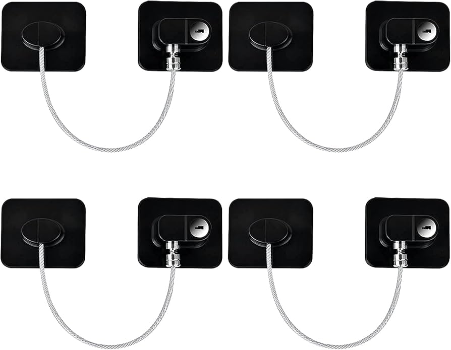 YEYA Upgraded Refrigerator Locks 4 Pack, Baby Proof Cabinet Locks with Keys, Safety Cabinets Door for Toddler