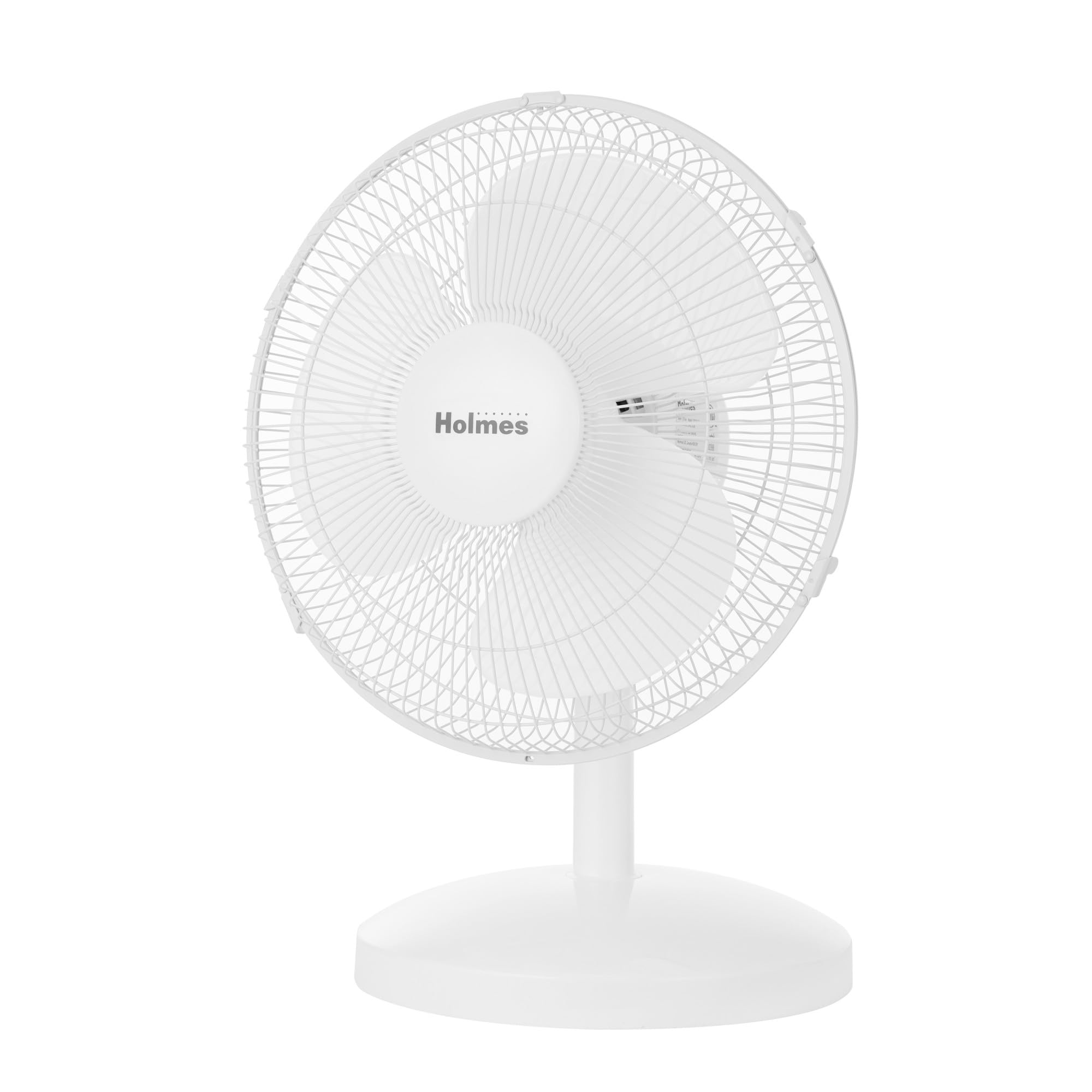 Holmes 12 Inch Oscillating Table Fan 3 Speeds 75 Degree Wide Angle Oscillation 15 Degree Adjustable Head Tilt Quiet Cooling for Home Office Bedroom Manual Control White