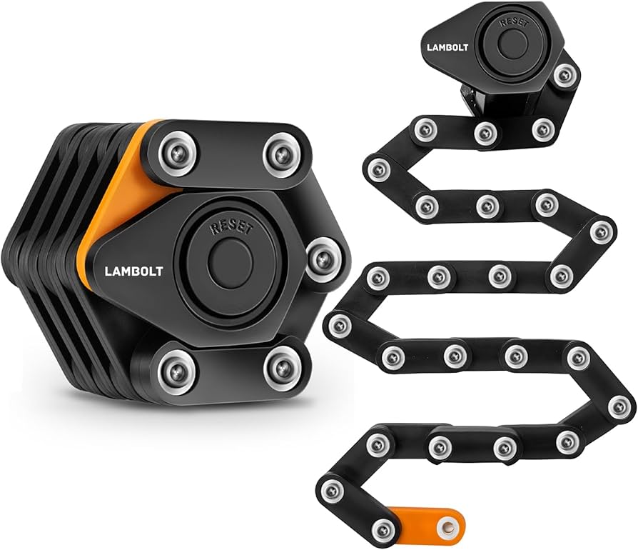 Lambolt Electric Scooter Lock - Heavy Duty Anti-Theft Folding Combination Bike Lock for Ebike | Compact Alloy Steel Security Chain Lock with Mounting Bracket