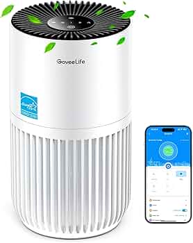 GoveeLife Mini Air Purifier for Bedroom, Smart Filter Air Purifier with App Alexa Control for Pet Hair, Odors, Pollen, HEPA Portable Air Cleaner with 3 Speeds, 2 Modes, Timer, Aroma for Home