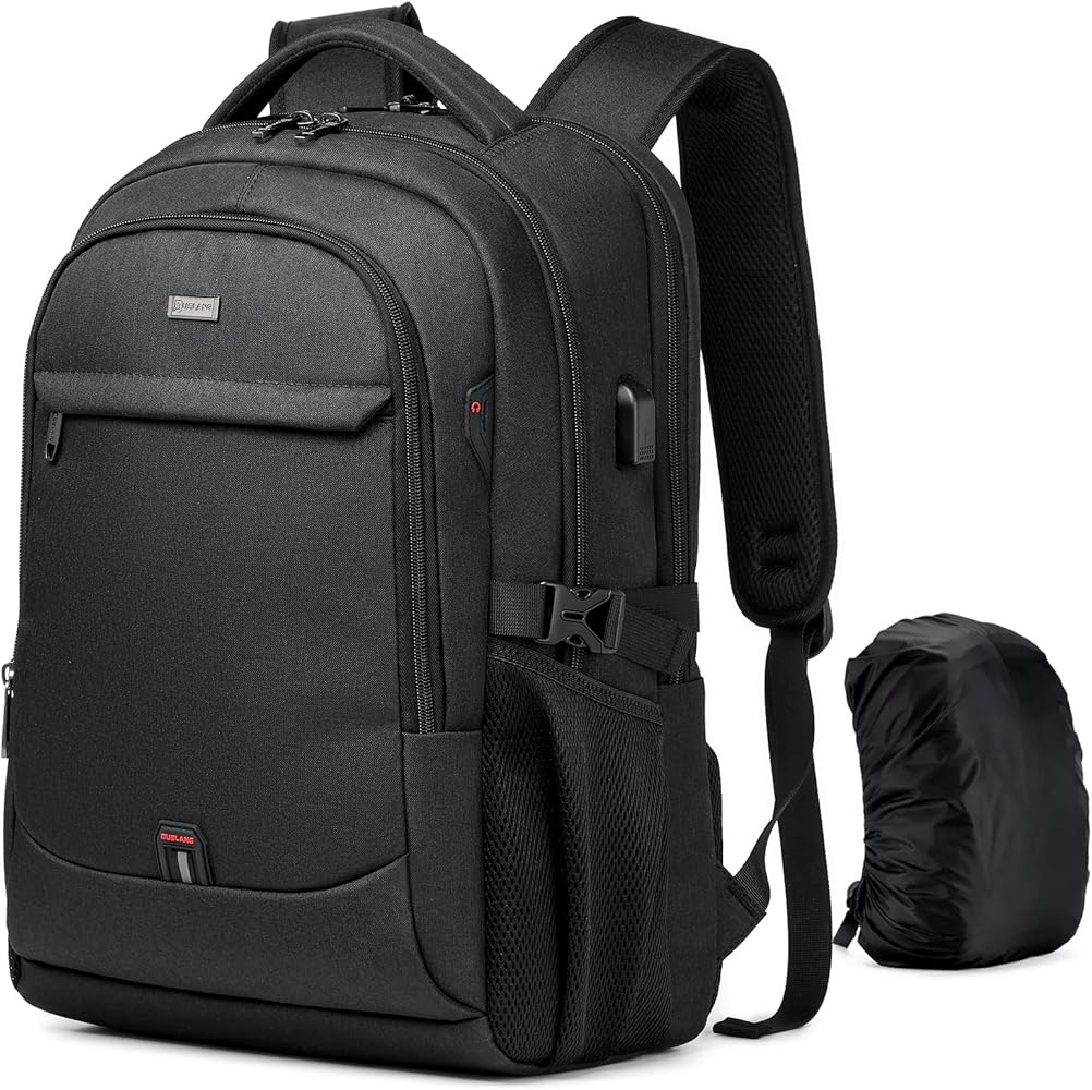 DUSLANG 17 Inch Laptop Backpack for Travel Water Resistant College Backpack for Men/Women Laptop Bag with USB Charging Port,Black