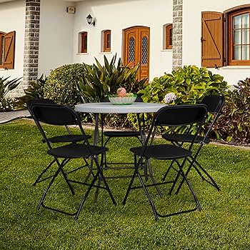 4 Pack Folding Chairs with Enhanced Iron Frame, Stackable Plastic Folding Chairs for Outside, Indoor, Party, Wedding, Meeting Room, Patio And Garden, Weight Capacity 300 Lbs
