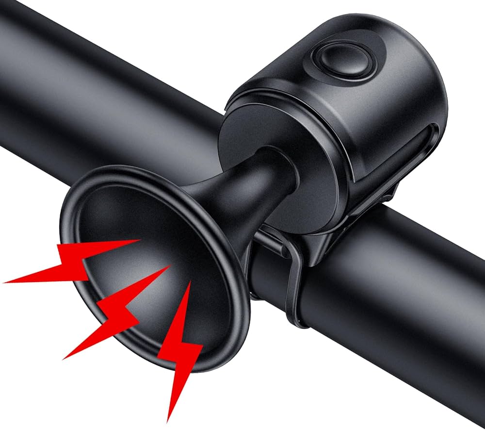 Electric Bike Horn 130db Loud Bicycle Horn，Bike Bell for 22.2-32mm Handlebars Bike Horn for Adults with 3V Battery,Easy Installation Bicycle Bells for Adults Kids Mountain Bike/Scooter/Ebike