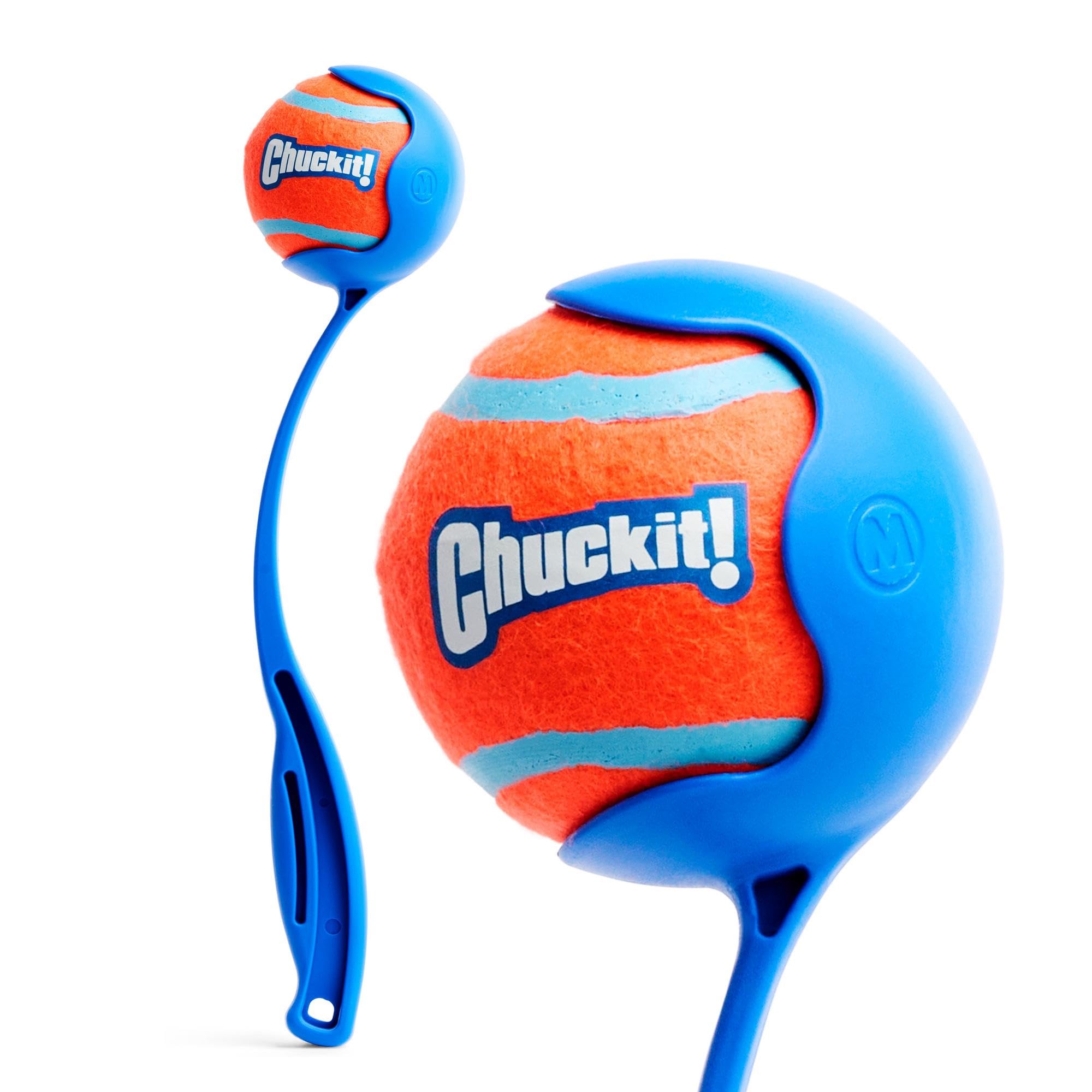 Chuckit! Dog Ball Launcher 12M Sport with 12" Handle Length for Medium 2.5" Dog Balls For Dogs 20-60 lb, Plastic Pet Fetch Ball Thrower, Perfect for Kids, Made in USA, Blue