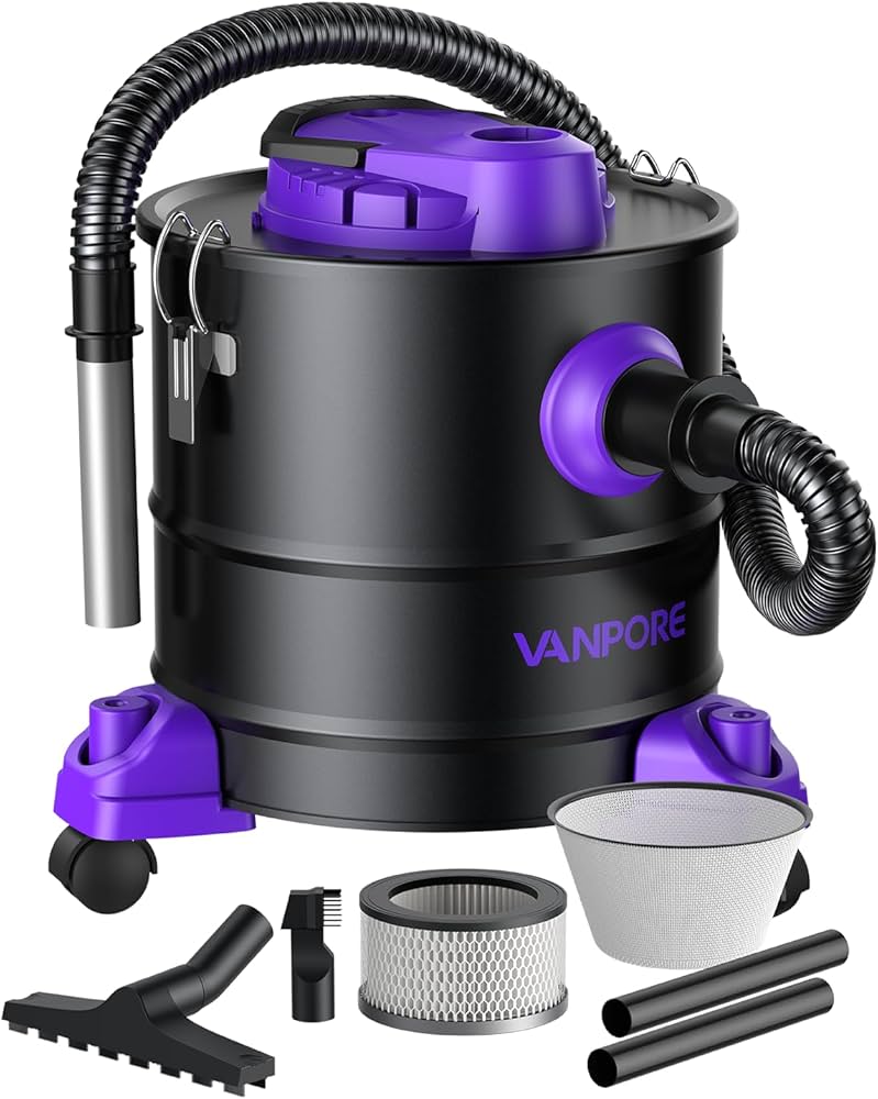 Ash Vacuum for Pellet Stoves: 5.2 Gallon Fireplace Ash Vac with 1200w Powerful Suction & Wheeled Base - Ash Vacuum Cleaner for Fireplaces, Pellet Grill, Wood Stove, Fire Pits