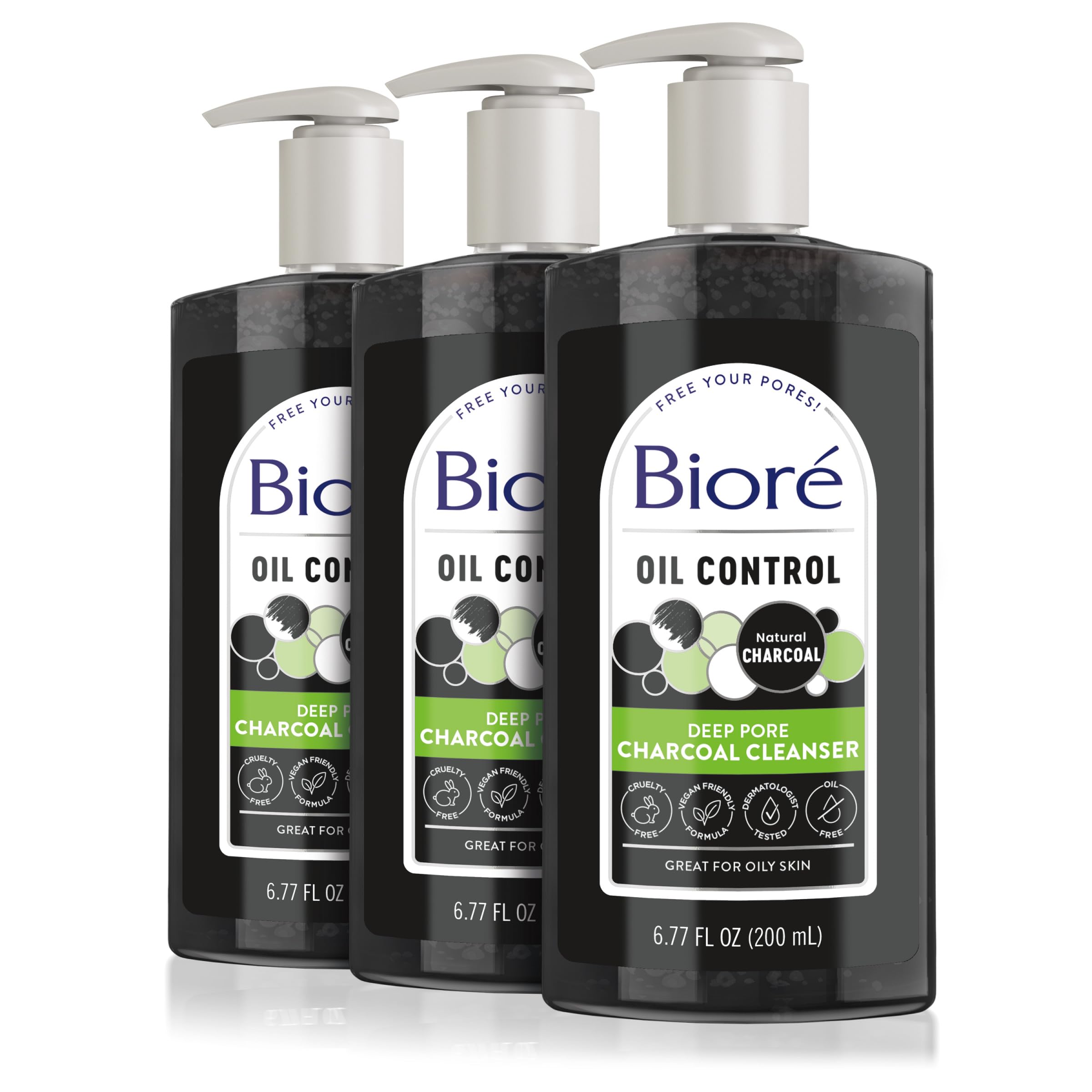 Biore Deep Pore Charcoal Face Wash, Daily Facial Cleanser for Dirt & Makeup Removal,