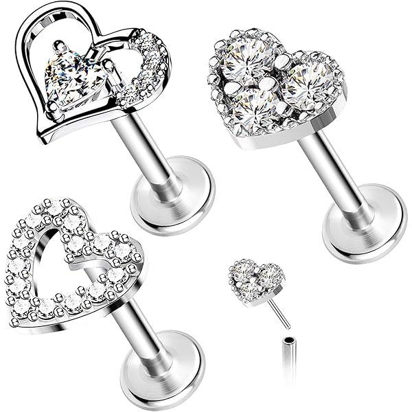 16G Threadless Nose Studs Butterfly Bee Flat Back Lip Rings
