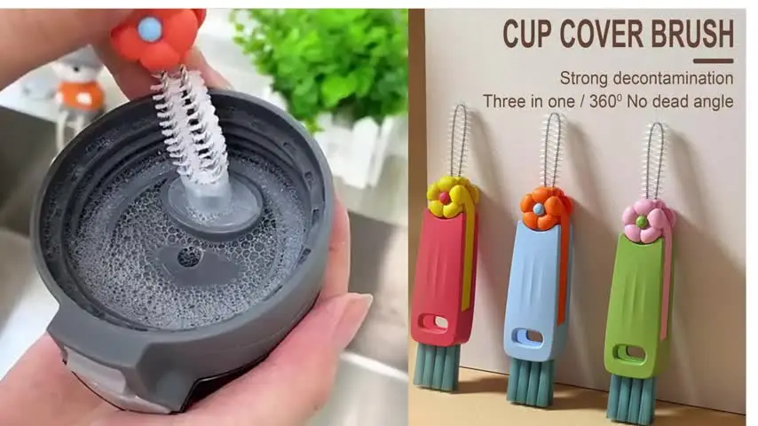 3 in 1 Cup Lid Gap Cleaning Brush Set for Bottles and Cups