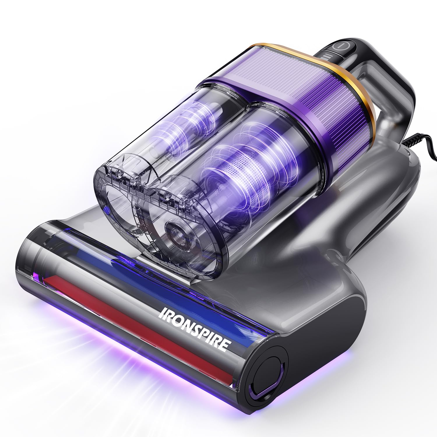 Bed Vacuum Cleaner, Mattress Vacuum with 2 Roller Brushes 253.7nm UV-C Light & Ultrasonic,145°F Heat, HEPA Filter, 18kPa Suction 650W Powerful Handheld Vacuums for Dust & Pet Hair(Corded)