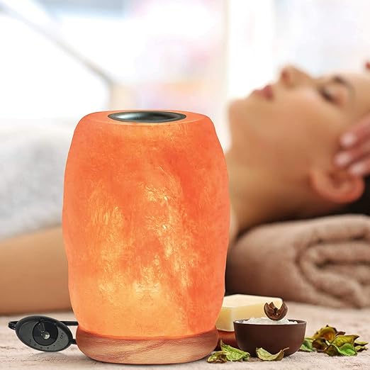 Himalayan Salt Lamp with Aromatherapy Tray & Dimmer Switch - Salt Rock Lamp for Bedroom, Relaxation & Sleep | Calming Meditation Spa Lamp | Himalayan Salt Diffuser | Warm Glow Night Light | Gift Ready