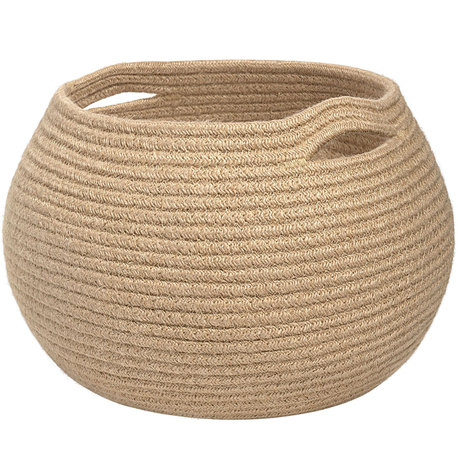 Goodpick Wicker Storage Basket for Living Room, Small Round Woven Basket for Toys, Towel, Bedroom, Children Corner Decoration Plant Baskets Indoor, Jute, 10"D x 8.3"H