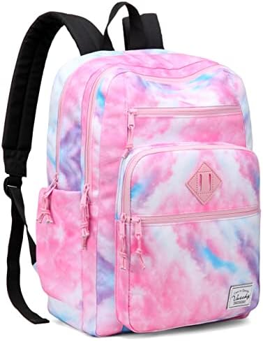 VASCHY School Backpack for Teen Girls, Bookbag Schoolbag Casual Daypack for High School/College/Women/Travel/Work Pink Galaxy