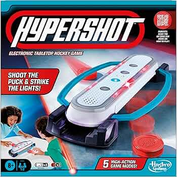 Hasbro Gaming Hypershot Electronic Tabletop Hockey Game | 5 Games in 1 | Music, Lights, and Sounds | Ages 8 and Up | for 1 to 2 Players | Kids Board Games