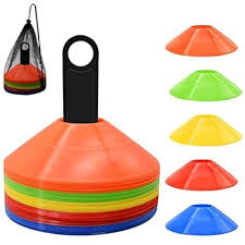 25/50/100pcs Disc Cones, Agility Soccer Cones with Carry Bag and Holder, Soccer Cones for Sports Training, Football, Soccer, Basketball, Coaching, Practice Equipment, 5 Color