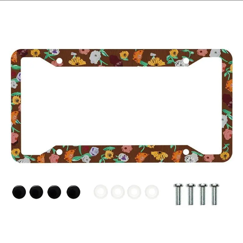License Plate Frame for Car,Flower Piano Surprise Song Plate Frame with Screws for Standard Us Canada License Plate Holder, Stainless Steel Car Accessories 12x6 Inch